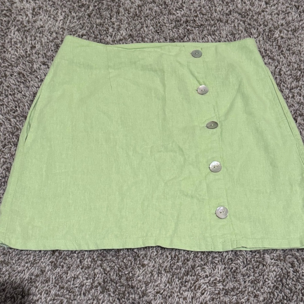 Forever 21 Light Green Button-Front Mini Skirt - Picture 4 of 4